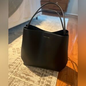 Charles and Keith black leather handbag. In excellent condition like new